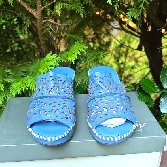 Spring Step Blue Laser-Cut Mules - Picture 4 of 8